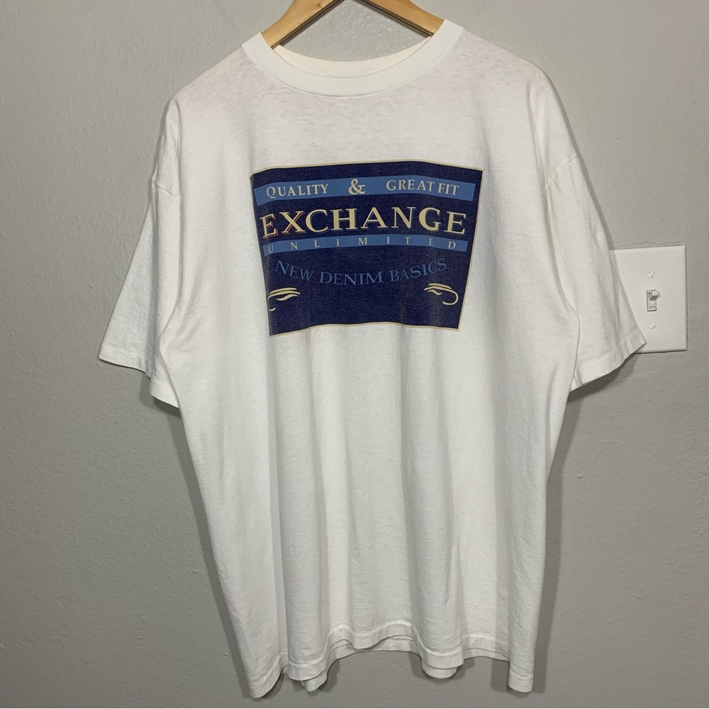 Vintage 90s Exchange Unlimited Denim White Single Stitch‎ Tee XL